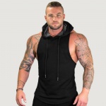 Black Sleeveless Hoodies