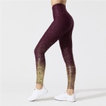 High Waisted Midi Leggings Shiny Golden Print